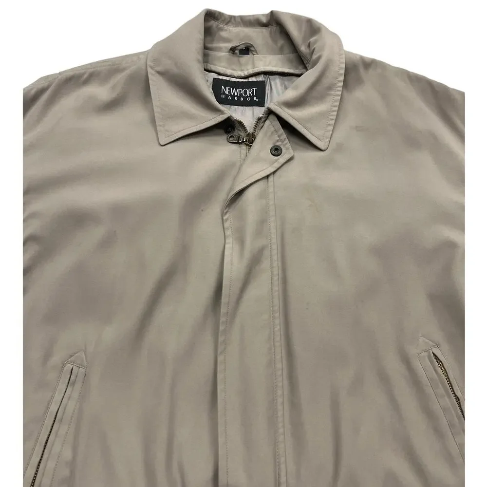 Newport Harbor Mens Large Beige Lightweight Zip Jacket